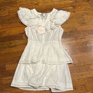 LoveShackFancy x Target White Lace Floral Short Ruffle Dress